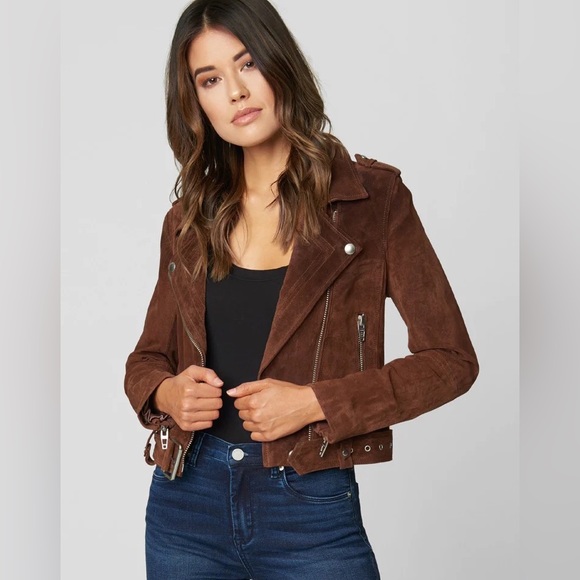 Blank NYC suede moto jacket chocolate truffle NWT Small - Picture 1 of 8